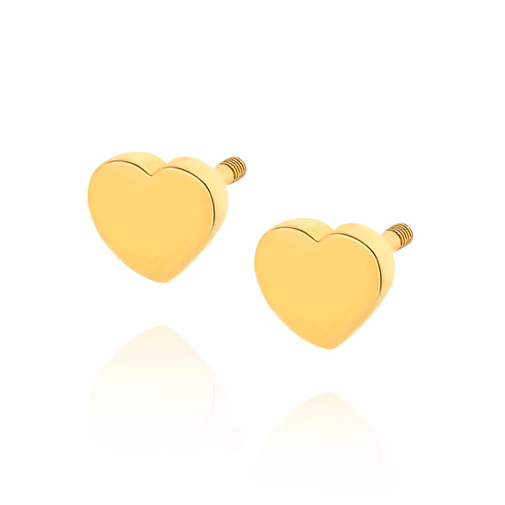 Gold 585 schlichte Herz-Ohrringe zum Aufschrauben