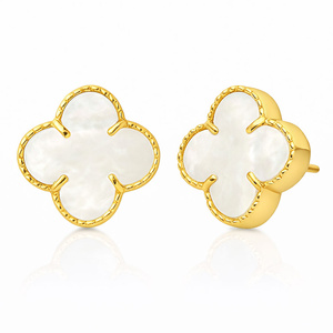 Goldohrringe große Kleeblätter mit Perlmutt 585 Blumen Kleeblätter Perlmutt Post