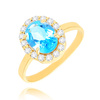 Gold ovaler Ring 585 Topas 1,35 Karat Diamanten 0,09 Karat