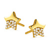 Goldene Stern-Ohrringe mit Zirkonen auf einem 585 Daisy-Stift