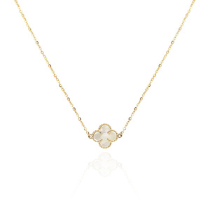 Goldklee-Halskette 585 Kleeblume Perlmutt natur 42-45 cm