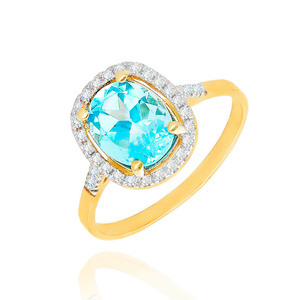 Goldring 585 Saphir 0,43 Karat Diamanten 0,14 Karat