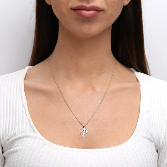 Gold-Anhänger 585 Buchstabe schräg P