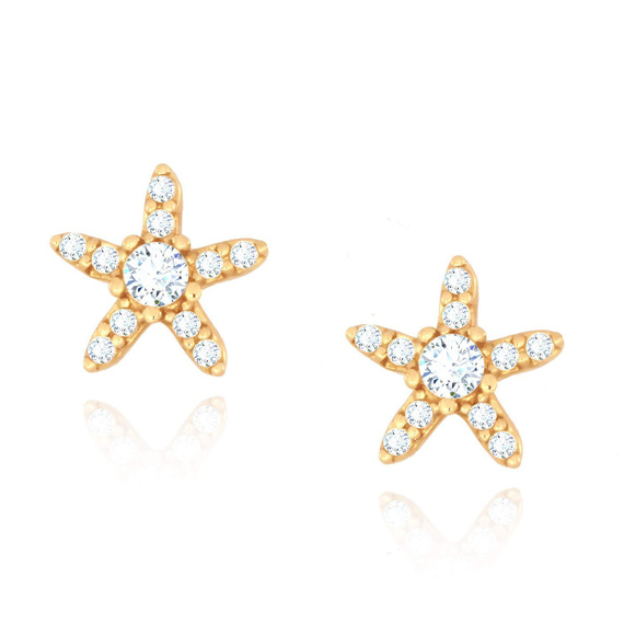 Gold 585 Seestern-Ohrringe mit Zirkoniastift
