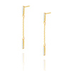 Gold 585 baumelnde Ohrringe mit Zirkonen an einer Stange