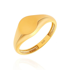 Gold Damenring 585 Siegelring rund schlicht Gravur