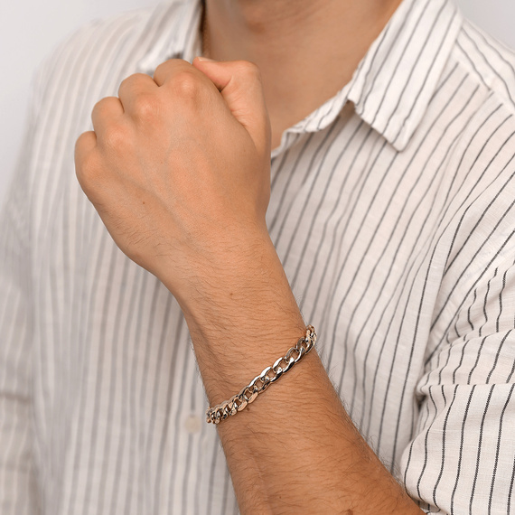 Herren Goldarmband 585 massiv Panzer geblasen 9 mm Länge 20,5 cm