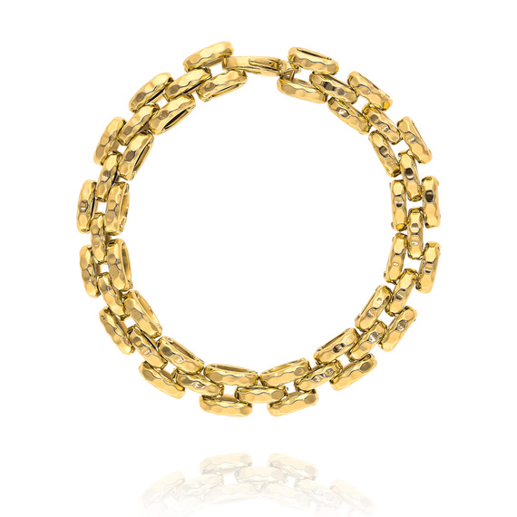 Gold 585 Damenarmband reich große Diamantglieder 19 cm