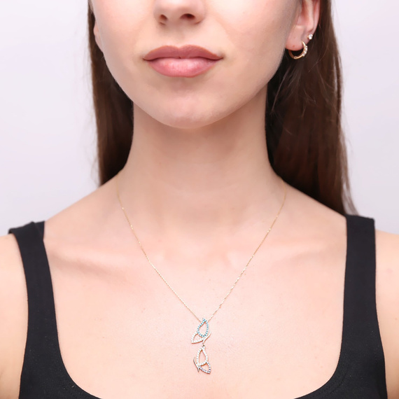 Schmetterlingshalskette mit goldfarbenen Zirkonen aus der Kollektion Persephone