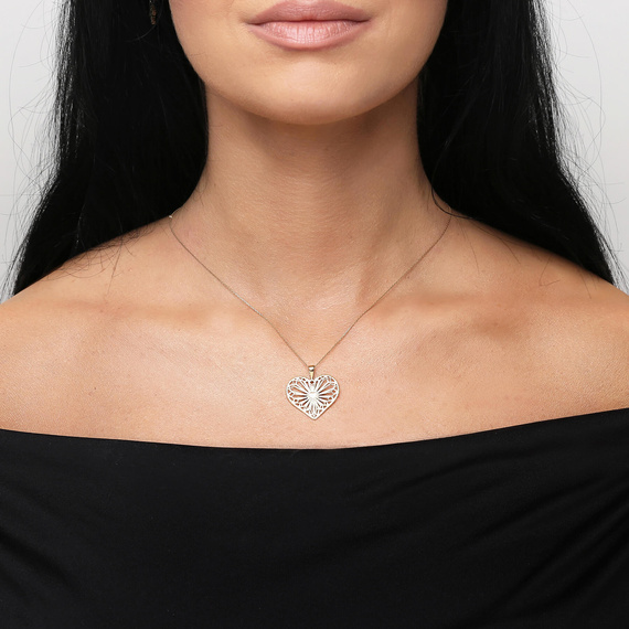 Gold 585 durchbrochener dicker Herz-Anhänger