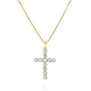 Goldener Anhänger Kreuz 585 Kreuz weiße Zirkonia diamantiert zweifarbig