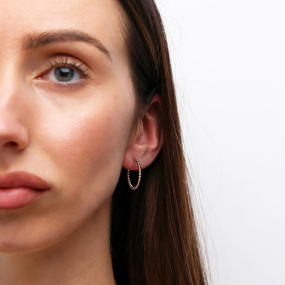 Kreis Ohrringe Gold 585 kleine Kugeln auf Snap 1,2 cm