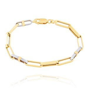 Herren Gold-Fußkettchen 585 Weiß- und Gelbgold 21 cm