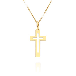 Goldanhänger 585 schlichtes schmales Kreuz