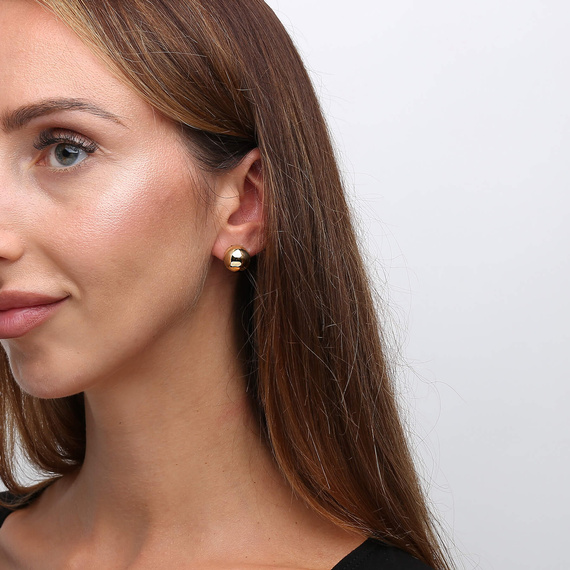 Kleine goldene Ohrringe Kugeln 585 glatte Halbkugeln am Stab