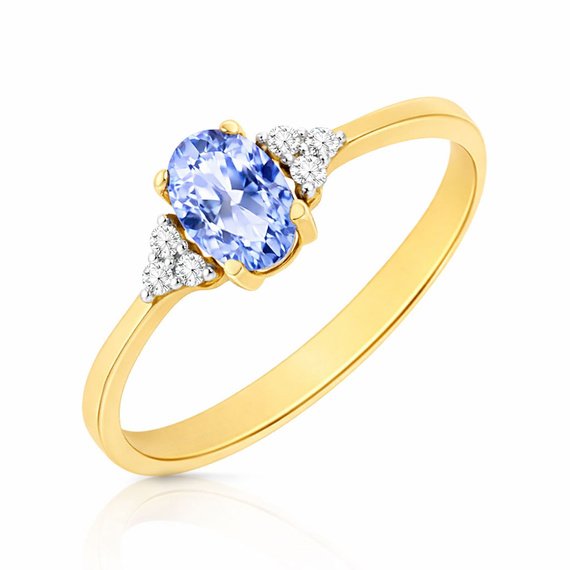 Goldring 585 Saphir 0,43 Karat Diamanten 0,14 Karat