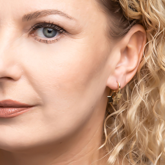 Goldanhänger Ohrringe 585 Sternbesetzte Kreise