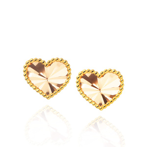 Goldherz-Ohrringe 585 3D-Diamant-Ohrstecker