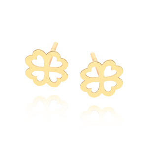 Gold 585 kleine Federohrringe an einem Pfosten