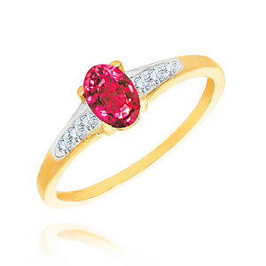 Goldring 585 Saphir 0,43 Karat Diamanten 0,14 Karat 