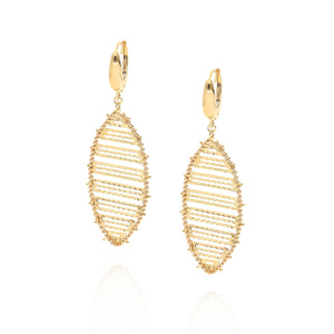 Gold 585 großer Anhänger Ohrringe Diamantnetz englische Schließe