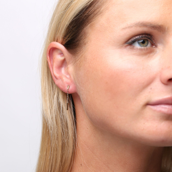 Gold lange Kette Anhänger Ohrringe 585 auf Stick