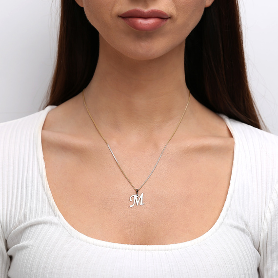 Gold-Anhänger 585 Buchstabe schräg M