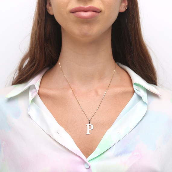 Gold-Anhänger 585 gerader Buchstabe P Höhe 2 cm