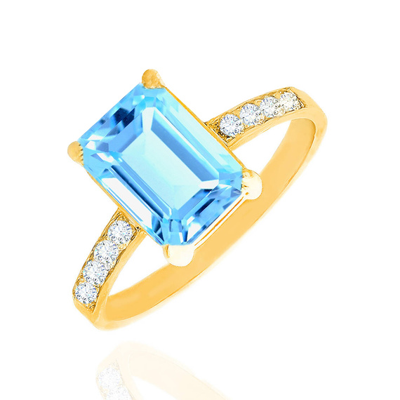 Goldring 585 Saphir 0,43 Karat Diamanten 0,14 Karat