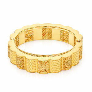Gold 585 Frauen durchbrochene Armspange Armband steif dekorativ