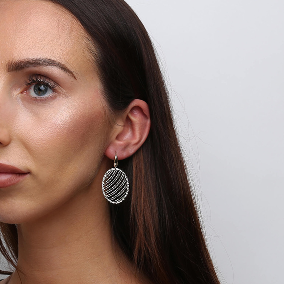 Goldanhänger Ohrringe 585 ovale durchbrochene englische Schließe