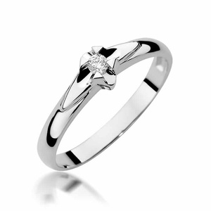 Gold Verlobungsring mit Diamant Weißgold 0,04 ct