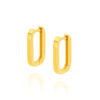 Goldene rechteckige Ohrringe mit Sicherheitsverschluss 585 abgerundet klein mit Druckknopfverschluss