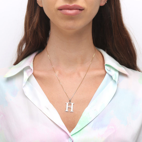 Gold-Anhänger 585 einfacher Buchstabe H Höhe 2 cm