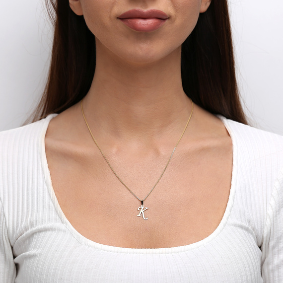 Gold-Anhänger 585 Buchstabe schräg K