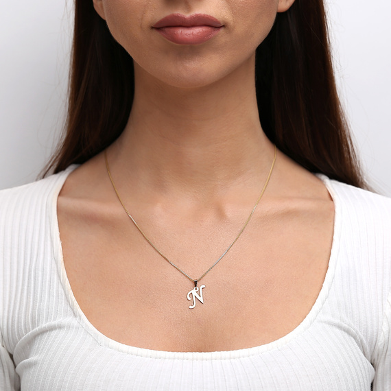 Gold-Anhänger 585 Buchstabe schräg N