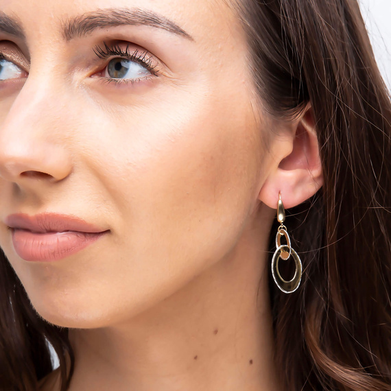 Goldanhänger Creolen 585 Gelb- und Weißgold diamantiert Englisch