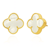 Goldohrringe große Kleeblätter mit Perlmutt 585 Blumen Kleeblätter Perlmutt Post