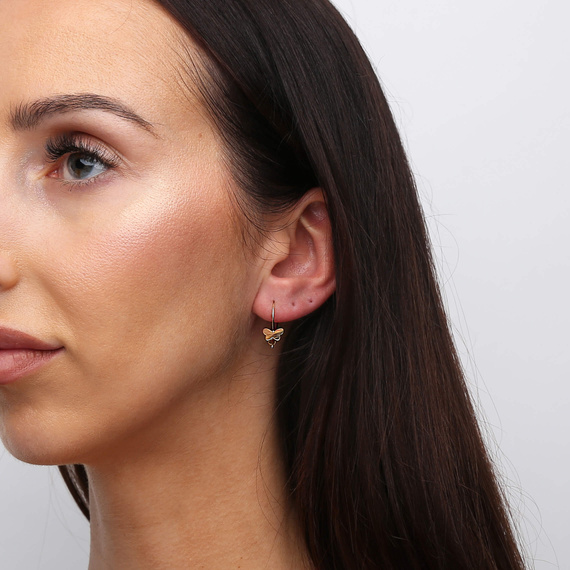 Goldohrringe 585 weiß und rosa Zirkonia Ohrhaken für Mädchen