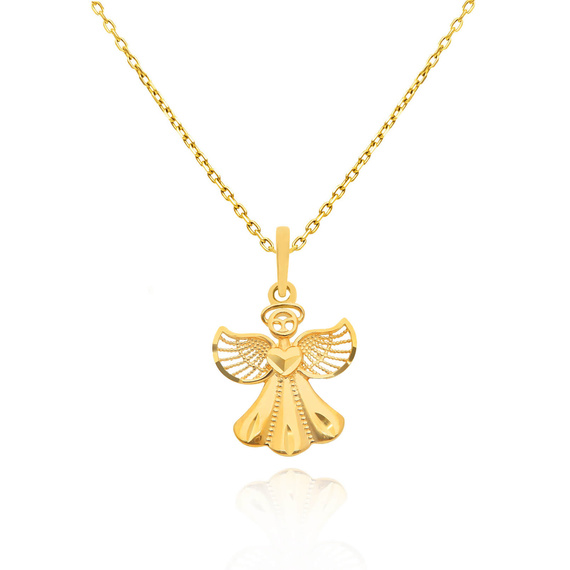 Gold-Engel-Anhänger 585 durchbrochener Engel mit Herz
