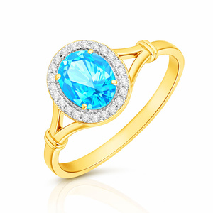 Goldring 585 Saphir 0,43 Karat Diamanten 0,14 Karat