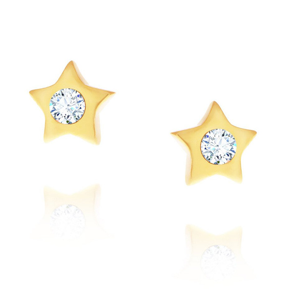 Kleine goldene Stern-Ohrringe mit Zirkonia am Pfosten 585