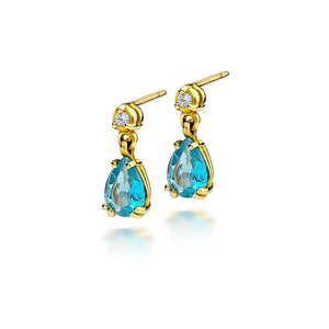 Tränenohrringe aus Gold 585 mit Topas und 1,84 Karat Diamant