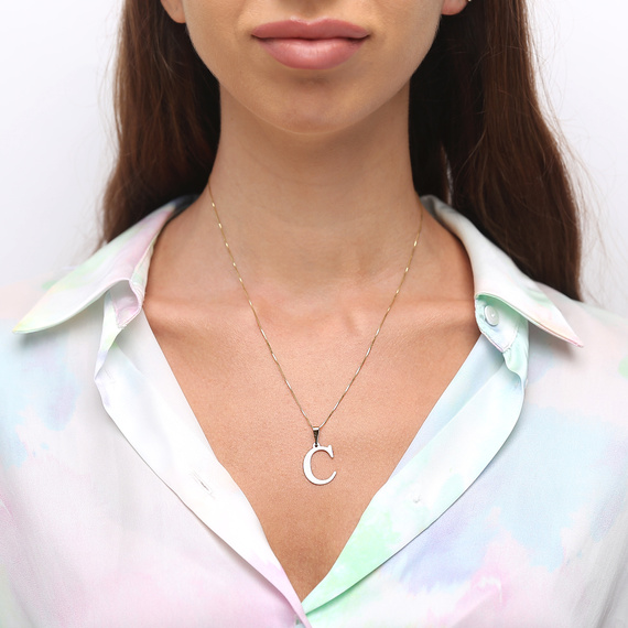 Gold-Anhänger 585 einfacher Buchstabe C Höhe 2 cm