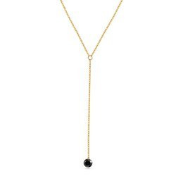 Goldene Krawattenhalskette mit schwarzem Zirkonia feierlich 585