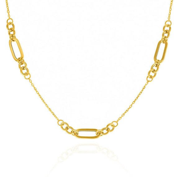 Damen Gold lange Halskette 585 doppelte feierliche Anhänger Rechtecke Sicherheitsnadeln