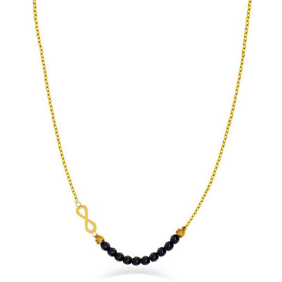 Unendliche goldene Halskette mit Hämatit 585 Nyks-Perlen