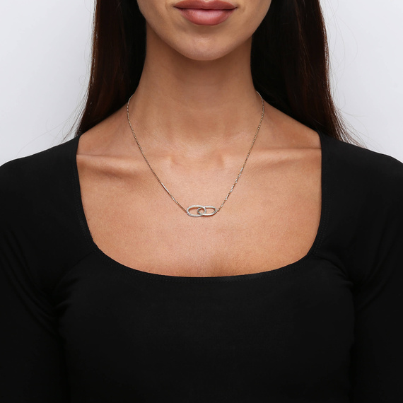 Gold Halskette 585 Zirkonia Anhänger Kette Knöchel 42 cm