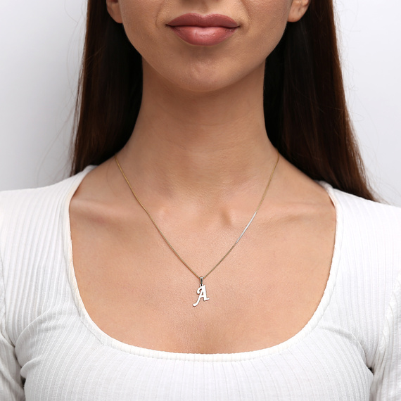 Gold-Anhänger 585 Buchstabe schräg A