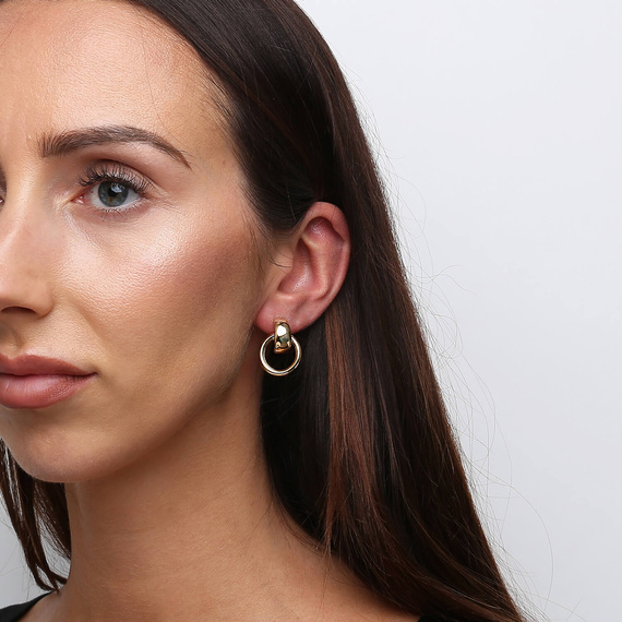 Gold Kreis Ohrringe 585 dick eingeschnittene Diamant besetzt 25 mm